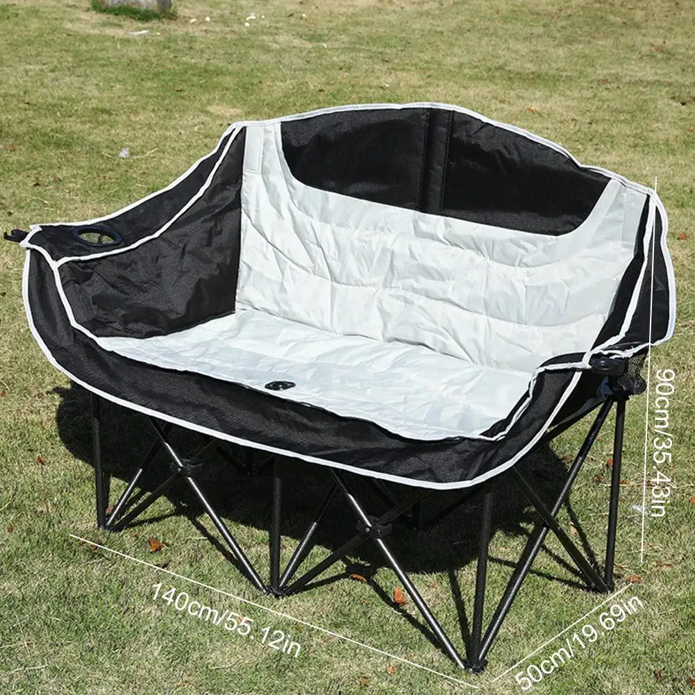 kf-S143159f1736d43378c036312ac104b96m Double Folding Camping Chair – Loveseat with Cup Holders, Carry Bag & 600 lb Capacity - Image 1