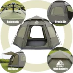 2-4 Person Instant Pop-Up Camping Tent – Waterproof 3-Season Hexagonal Dome - Image 5