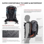 Naturehike 60+5L Outdoor Mountain Backpack – Waterproof High-Capacity Hiking, Climbing & Travel Bag with Rain Cover - Image 5