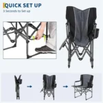 Oversized Director’s Camping Chair – Heavy-Duty Folding Chair for Adults with Side Table, 400 lb Capacity - Image 4