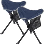 2-Pack Folding Camping Stools – Heavy-Duty Lightweight Tripod Chairs for Adults (Blue)