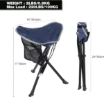 2-Pack Folding Camping Stools – Heavy-Duty Lightweight Tripod Chairs for Adults (Blue) - Image 3