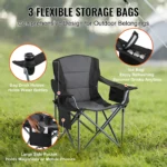 SucceBuy Folding Camping Chair – Padded Adult Chair with Quad Lumbar Support & Side Pockets - Image 2