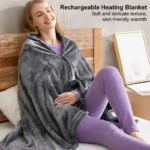 USB Rechargeable Heated Shawl – Fleece Warming Wrap with 3 Heat Settings - Image 4