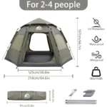 2-4 Person Instant Pop-Up Camping Tent – Waterproof 3-Season Hexagonal Dome - Image 4