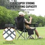 SucceBuy Folding Camping Chair – Padded Adult Chair with Quad Lumbar Support & Side Pockets - Image 3