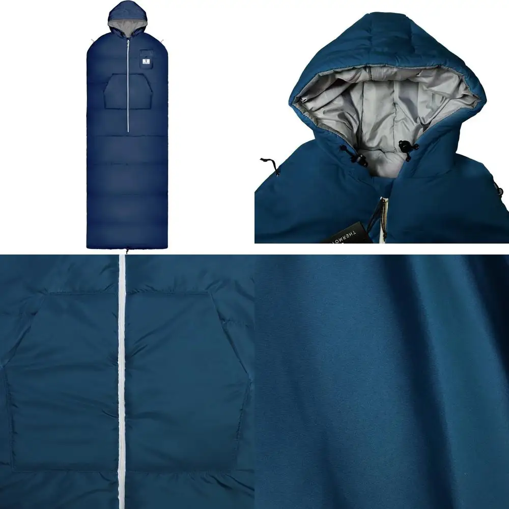 kf-S7c60b5230f4e4e48a2eb205605486feby Wearable Sleeping Bag – Full-Body Cold Weather Sack with Dual Hood, Sleeves & Pockets - Image 1