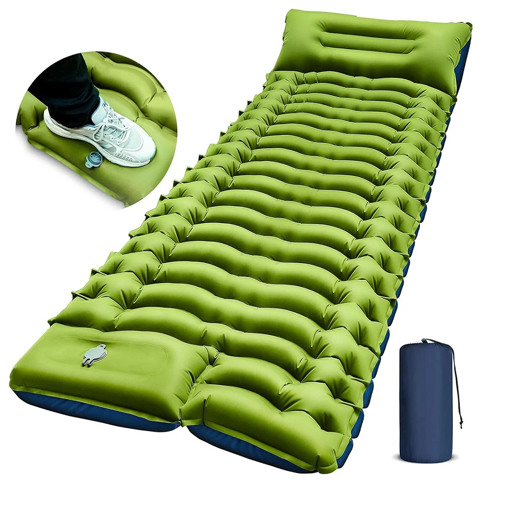 kf-S8e643e0c460149c6a87398647133dfbfJ Ultralight Inflatable Camping Sleeping Pad – Built-In Pillow with Foot Pump - Image 1