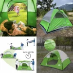 3-Person Waterproof Family Tent – Lightweight Backpacking Shelter with Rainfly- Green - Image 3
