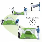 3-Person Waterproof Family Tent – Lightweight Backpacking Shelter with Rainfly- Green - Image 4