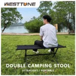 Outdoor Double Folding Camping Chair – Portable Bench with Storage, Lightweight & Easy to Fold