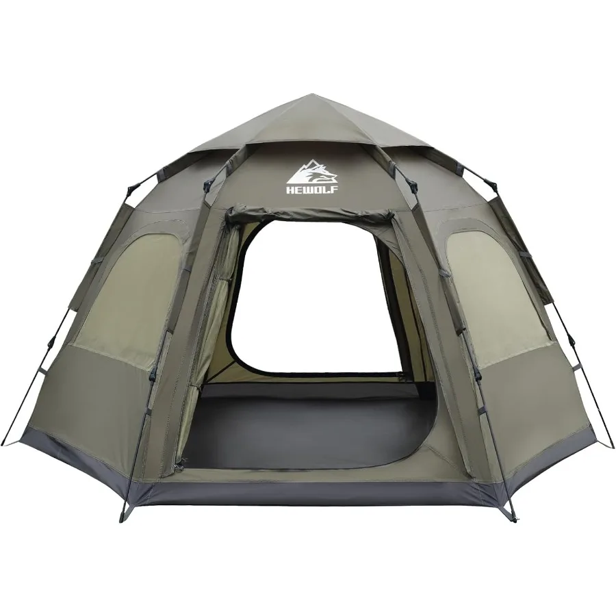 kf-Se9fe7764a9a54467993d650661ef774br 2-4 Person Instant Pop-Up Camping Tent – Waterproof 3-Season Hexagonal Dome - Image 1
