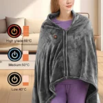 USB Rechargeable Heated Shawl – Fleece Warming Wrap with 3 Heat Settings - Image 2